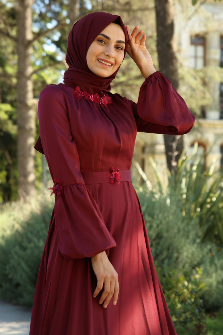 CLARET RED EVENING DRESS 